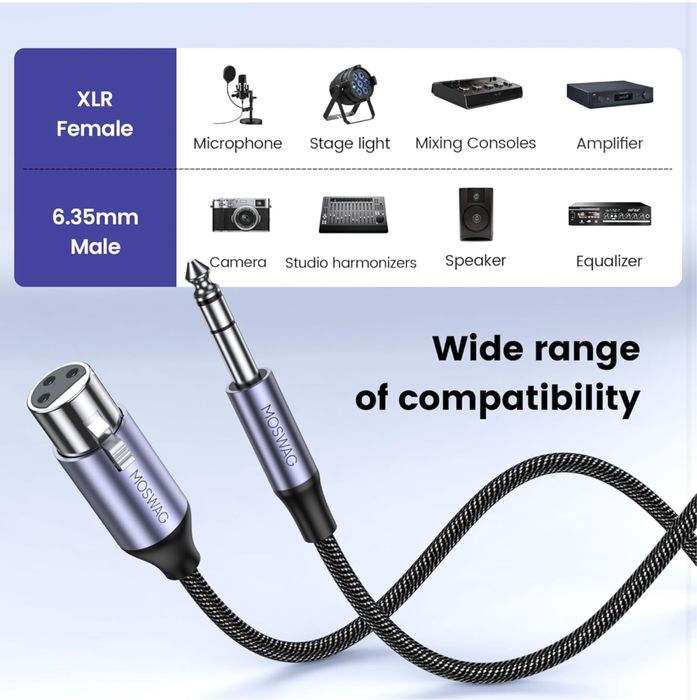 Cablu 6.35 trs tata la xlr mama MOSWAG