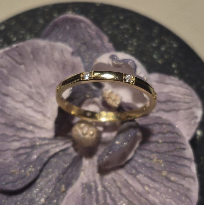 Дамска сребърна халка с позлата