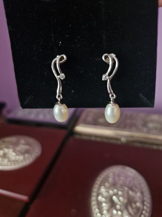 Set argint 925 cu perle albe