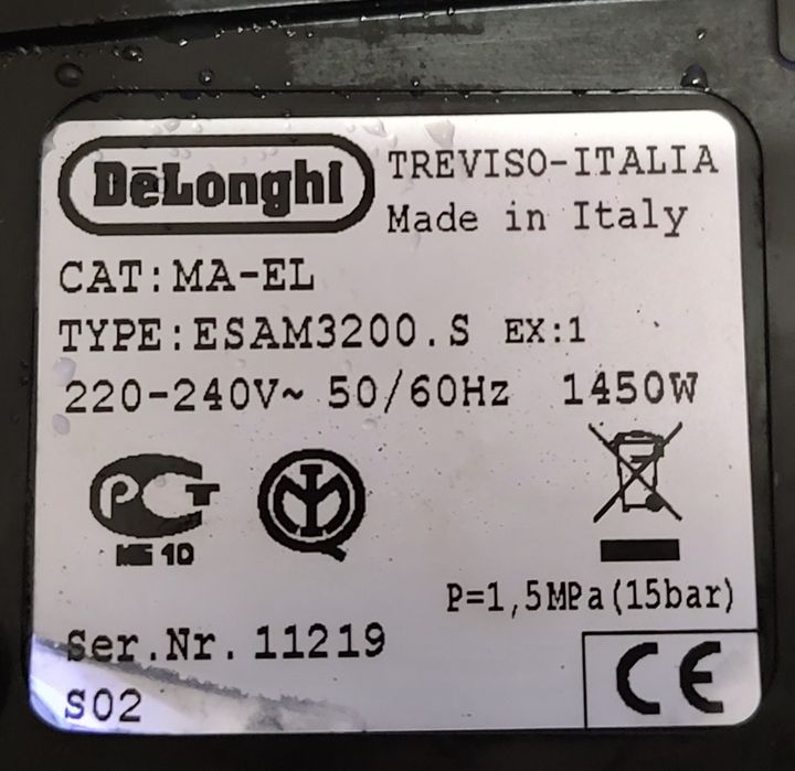 De'Longhi Magnifica ESAM 3200, 1450 W На части