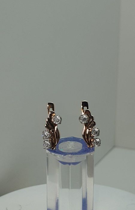 Ссср1989год Львовский ювелирный заводские серьги с фианитом