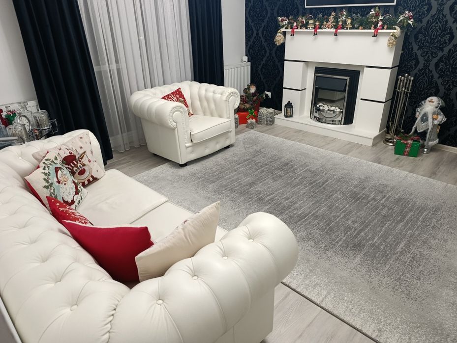 Set canapele și fotolii Chesterfield piele naturala