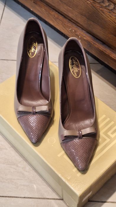 Pantofi stileto - marimea 37, roz pudra/taupe