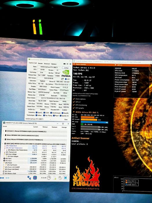 PC Gaming Ryzen 5700x / RTX 3060Ti Aorus Master / 16gb RAM Corsair Vengeance RGB 3600mhz / 700 FPS Cs2 Benchmark