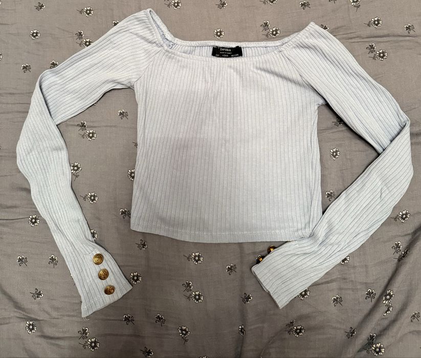 Къса синя блуза Bershka