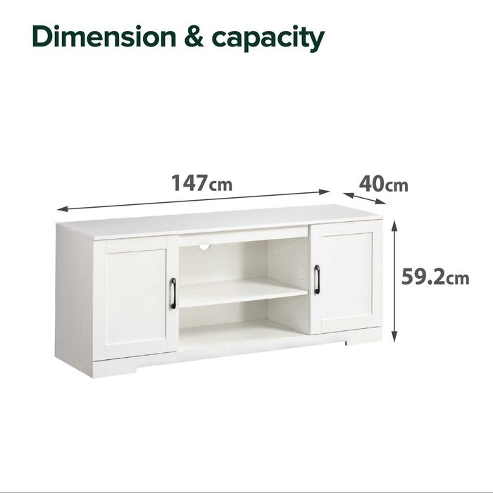 Comoda tv alb ZINUS , inchidere soft-close ,Lichidare stoc