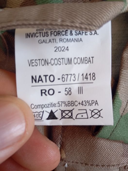 Costum combat forțele terestre mărimea 58 talia lll