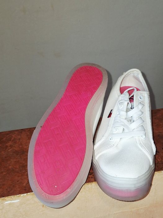 Teniși Tommy Jeans Siren Flatform – Alb/Roz – Mărimea 36