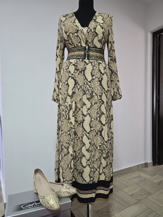 Balerini snake print din piele naturala moale, talpa usoara;