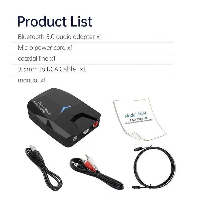 Adaptor convertor audio digital SPDIF toslink la analog RCA, jack + BT