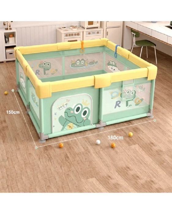 Детска кошара за игра Sonne, с вендузи и килимче, 150 x 180 x 65 см