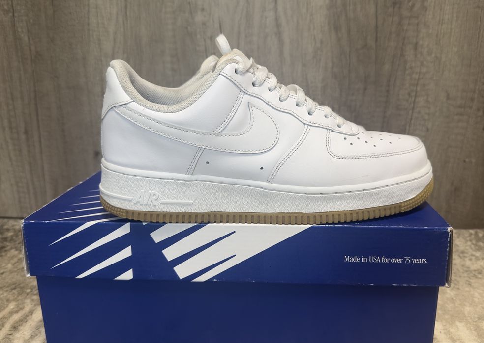 Оригинални Nike Air Force 1 Low White Gum маратонки от естествена кожа