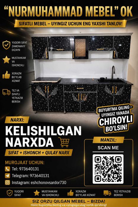 Yangi zamonaviy oshxona mebeli