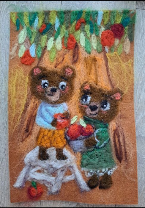 Ръчно правена картина от вълна (филцване))