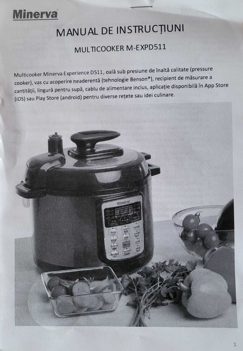 Multicooker Minerva Experience D511, 900 W, 5l, rosu.