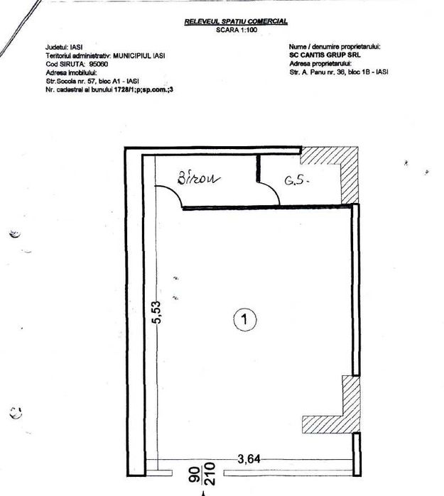 Ofer spre inchiriere spatiu comercial 19,71 mp Bd Socola nr.57 Iasi