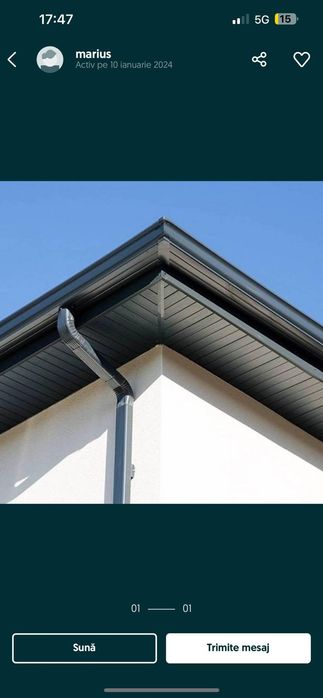 Jgheaburi si burlane dintr-o bucata aluminiu maro sau gri antracit