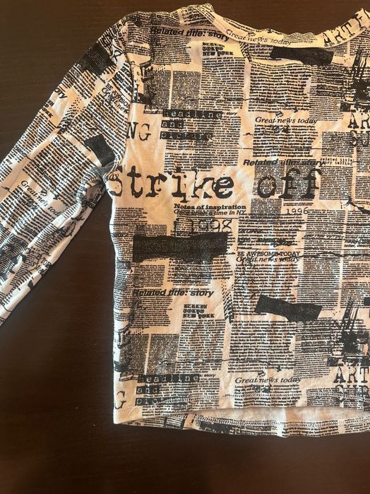 Дамска черно бяла блуза  Bershka с дълъг ръкав