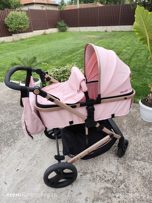 Детска количка Chipolino Аморе 2 в 1, розов маршмелоу