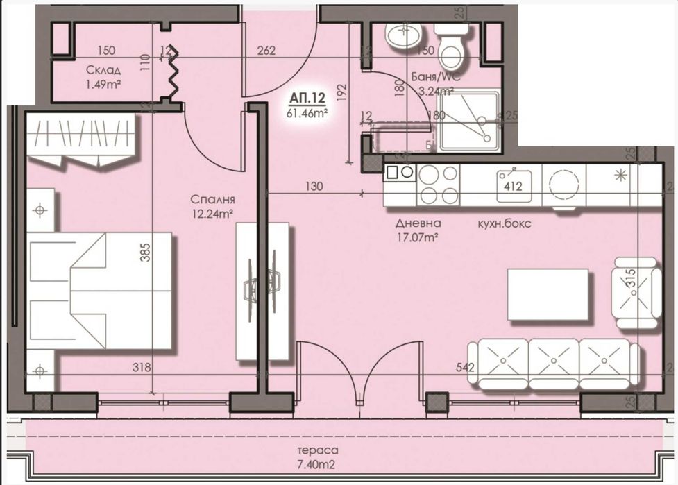 Продава се Двустаен апартамент в Бургас, Сарафово - 63 кв.м за 1415 €/кв.м - Снимка #1