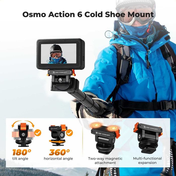 K&F CONCEPT 92,5 см екшън камера селфи стик с DJI Osmo Action 6 клетка