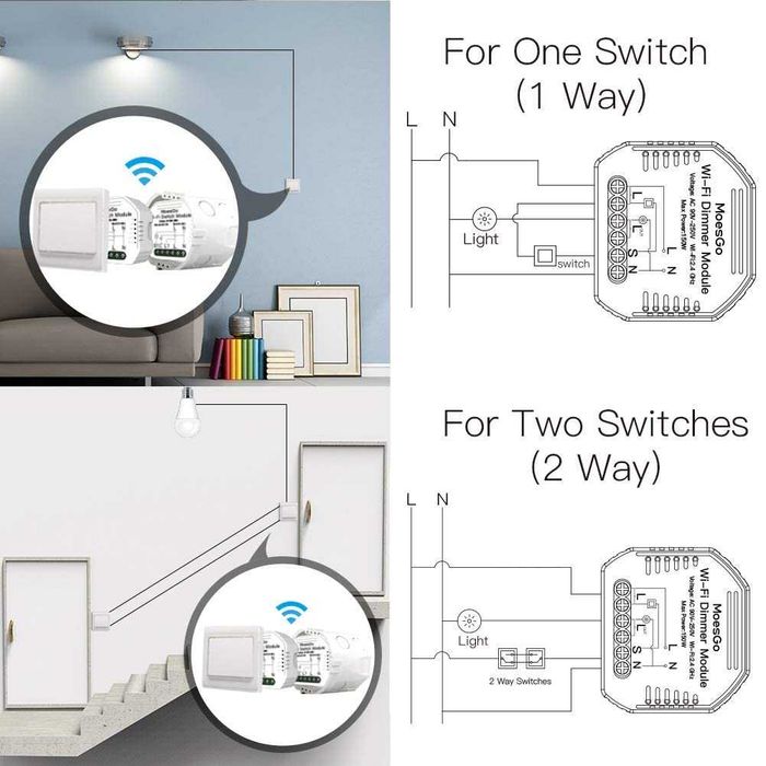 MOES GO WiFi димируемо реле за осветление
