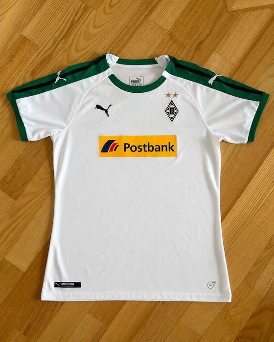 Tricou fotbal Puma Borussia Mönchengladbach, alb-verde cu sponsor Postbank, mărimea M