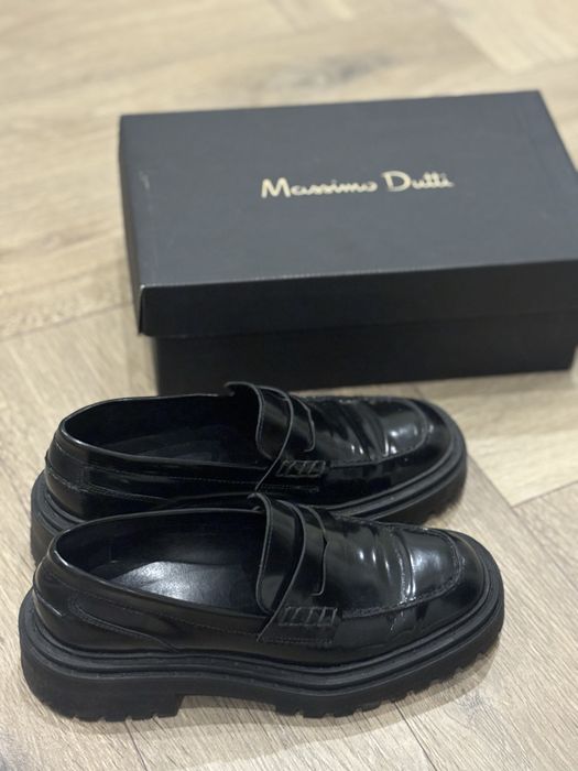Лоферы Massimo Dutti кожа черные 35