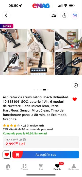 Aspirator Bosch unlimited 10 cu acumulatori Graphite