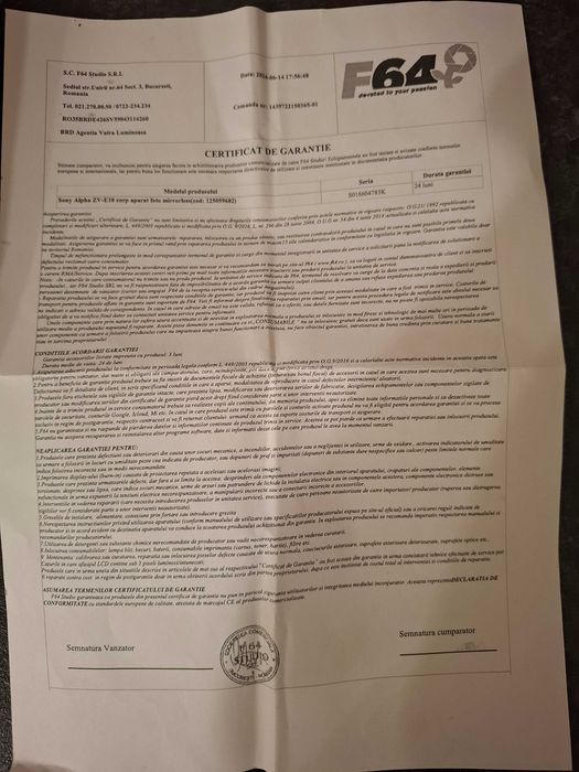 Sony ZV-E10 Body - Garanție Validă