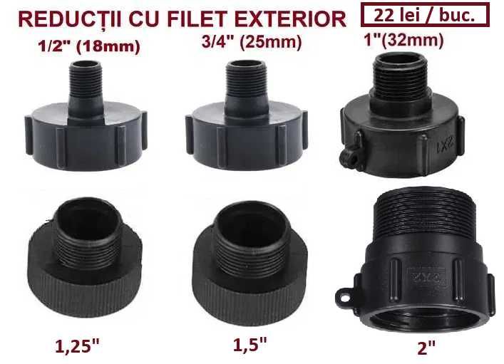 Adaptor / reductie pentru bidon IBC/cub (bazin 1000L) - diverse modele