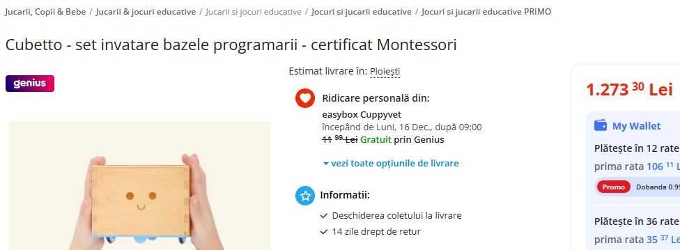 NOU Robot programabil 3+ ani - Cubetto Stem