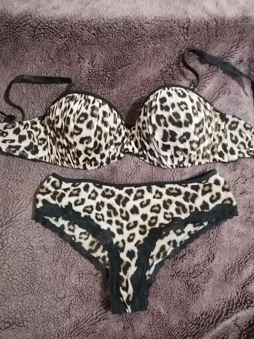 Set elegant lenjerie dama, animal print, H&M, nou, mărime S