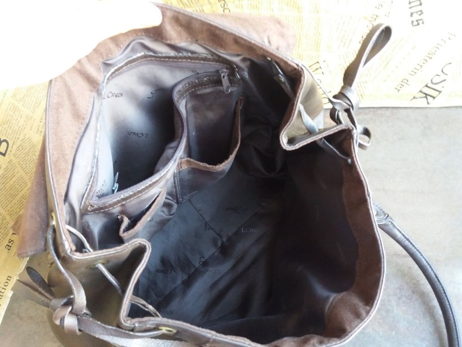 дамска чанта L.Credi,кожена торба-кафява естествена кожа