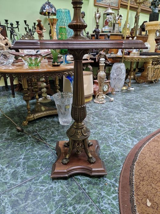 Прекрасна антикварна холандска салонна лампа масив бронз