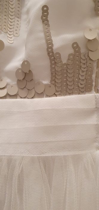 Rochie banchet/cununie/ocazie revelion tulle alb XS