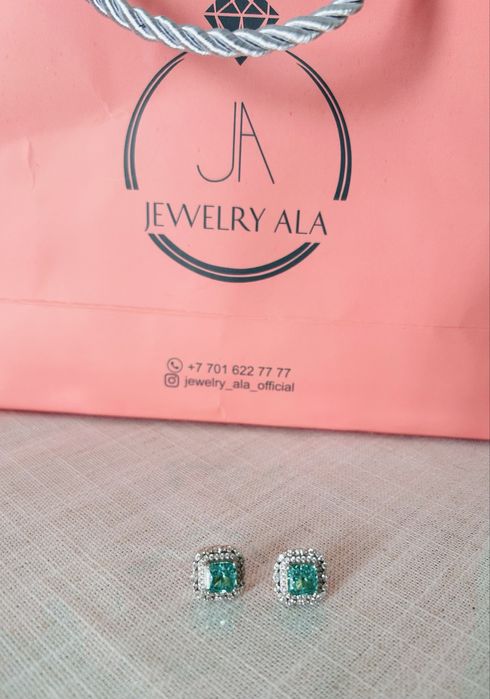 Серьги 925 пробы, карбоны. Казахстан