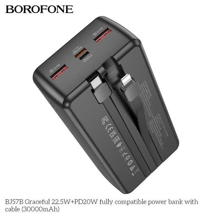 Borofone BJ57B Power Bank 30000mAh 22.5W+PD20W QC3.0 fr iPhone 16