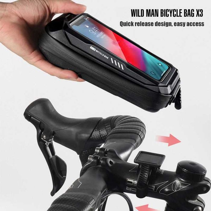 Suport telefon ghidon bicicleta quick release , waterproof geanta EVA