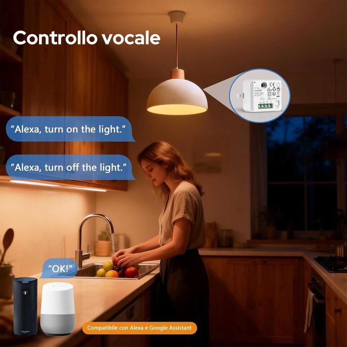 LoraTap WiFi интелигентен релеен модул, 2 броя, безжично дистанционно