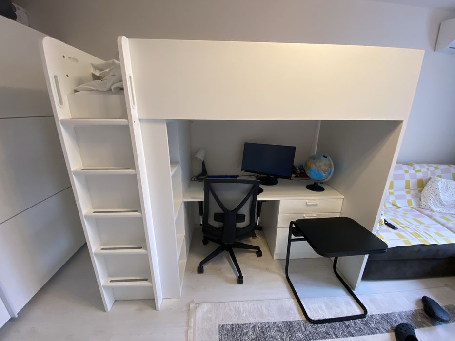 Pat Ikea cu spatiu de depozitare si Birou