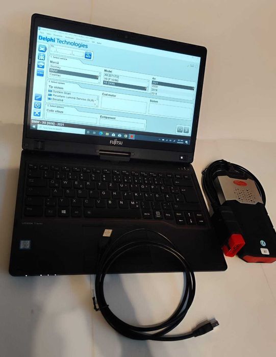 Kit diagnoza auto 12/24V obd2 led bluetooth+laptop full activat, tester auto pentru turisme si camioane in limba romana, totul instalat si activat