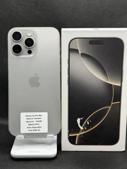 iPhone 16 Pro max 256 gb Pret 4300 lei