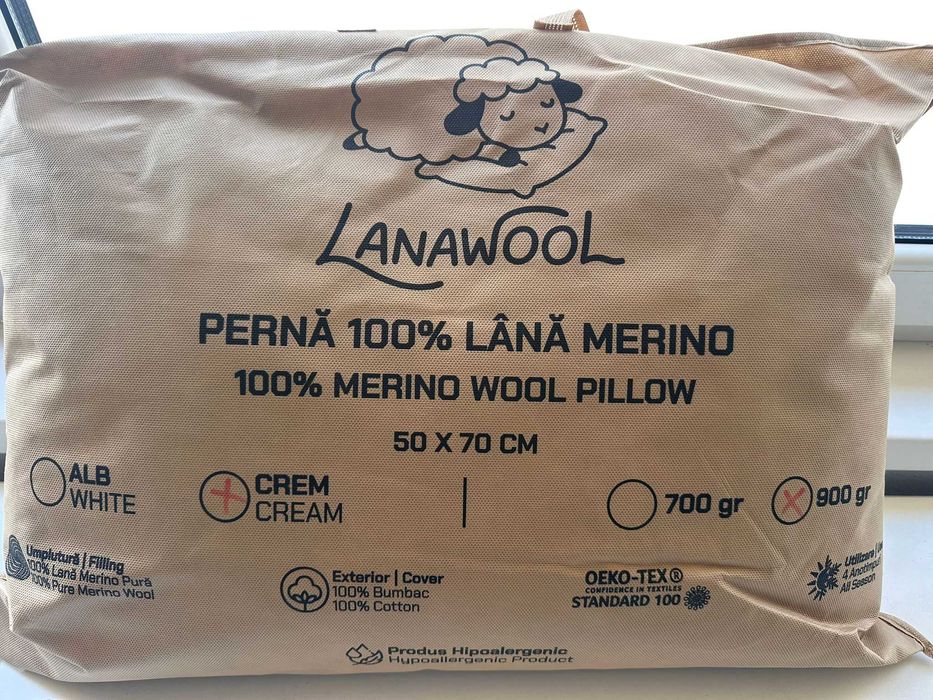 Perne din lână Merino biluțe 100% naturale – 50x70 / 40x40 – confort