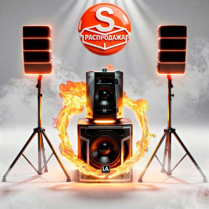 Комплект линейной аудио системы мощные колонки сабвуфер басс караоке