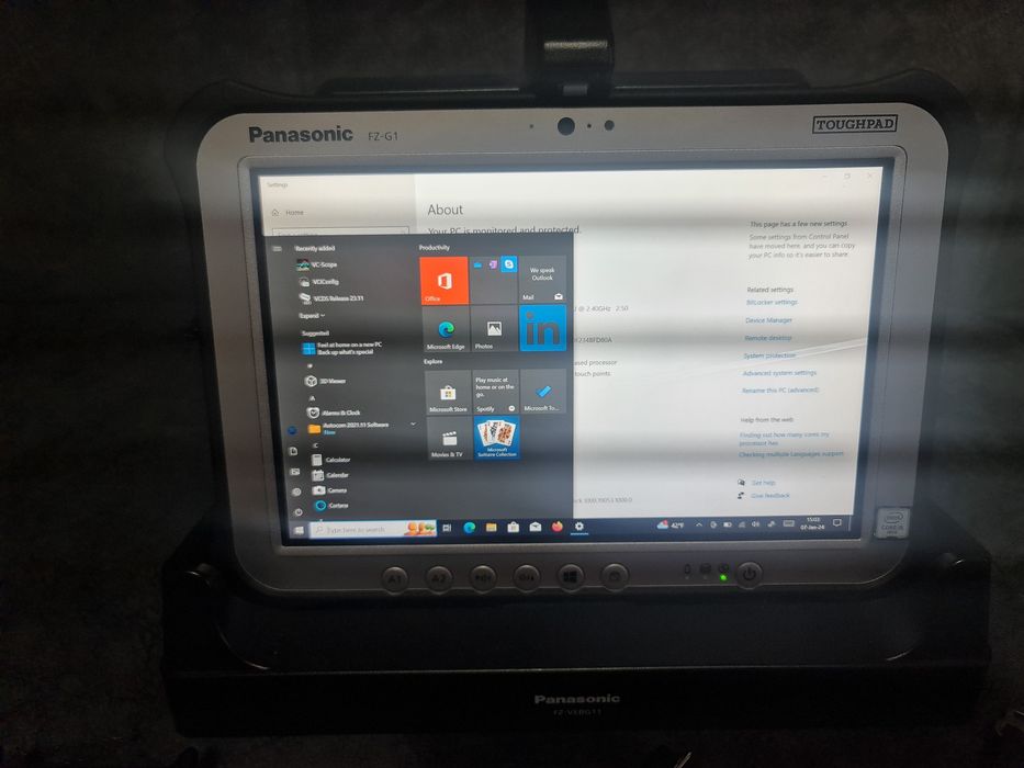 Tableta panasonic FZ-G1 MK4  toughbook toughpad i5 6300 4gb 256ss