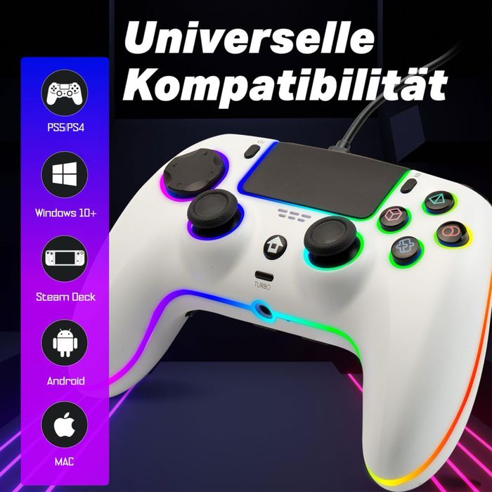 Controller cu fir PS5/PC/Android/Mac joysticks Hall-Effect butoane programabile giroscop vibrație duală – Negru