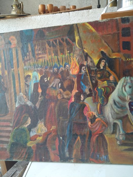 Продавам антикварна картина Средновековни крепостни мотиви 1