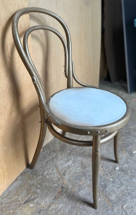 3 buc Scaun Vintage stil Thonet din lemn; Scaun cu sezut din ratan