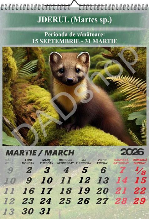 Calendar Vânătoresc 2026 - 12 file A3